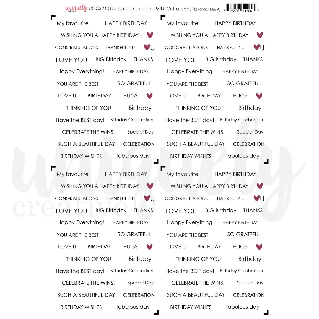 Uniquely Creative - Delighted Curiosities Collection - Cut-A-Part Mini Sheet