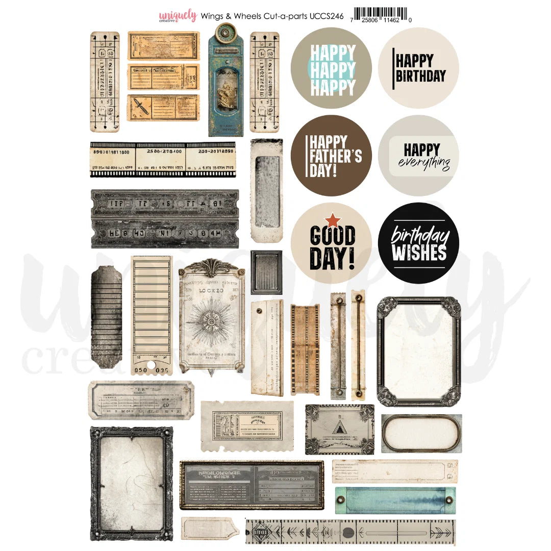 Uniquely Creative - Wings And Wheels Collection - Cut-A-Part Sheet