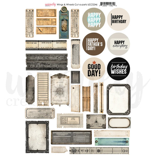 Uniquely Creative - Wings And Wheels Collection - Cut-A-Part Sheet