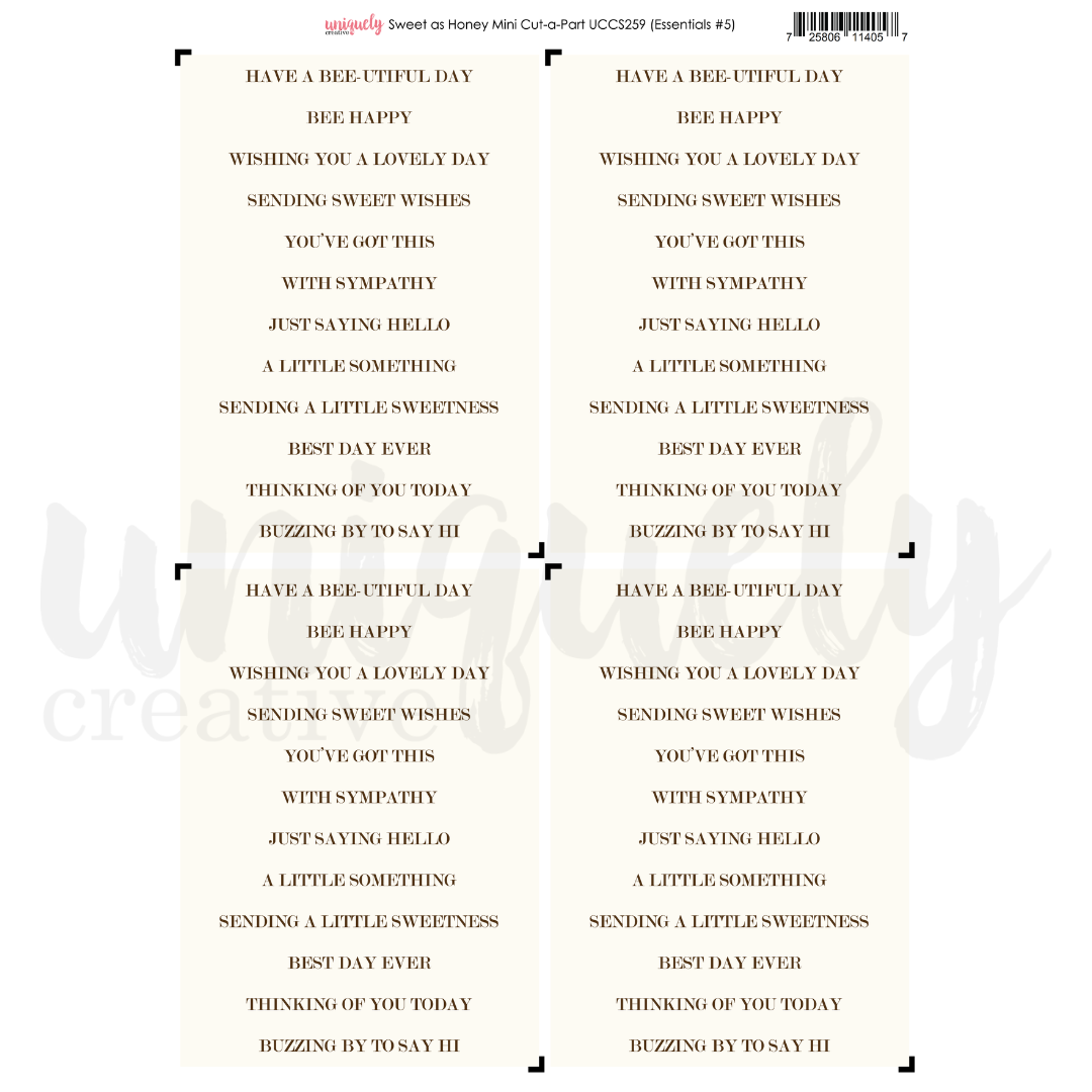 Uniquely Creative - Sweet As Honey Collection - Cut-A-Part Mini