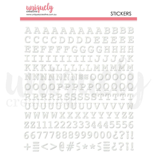 Uniquely Creative - Stickers - Puffy White Alpha Stickers - Uppercase
