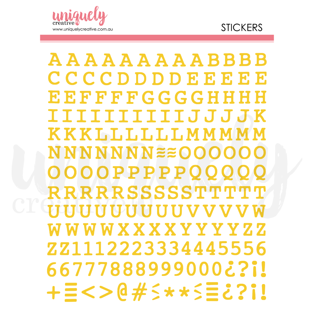 Uniquely Creative - Sweet As Honey Collection - Puffy Gold Alpha Stickers - Uppercase