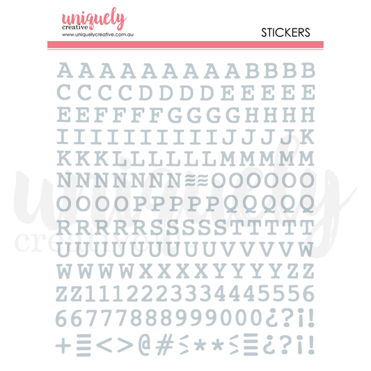 Uniquely Creative - Sweet As Honey Collection - Puffy Silver Alpha Stickers - Uppercase