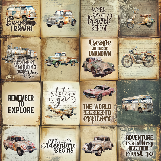 Uniquely Creative - Wings And Wheels Collection - 12x12  Double Sided Paper - Ticket To Ride
