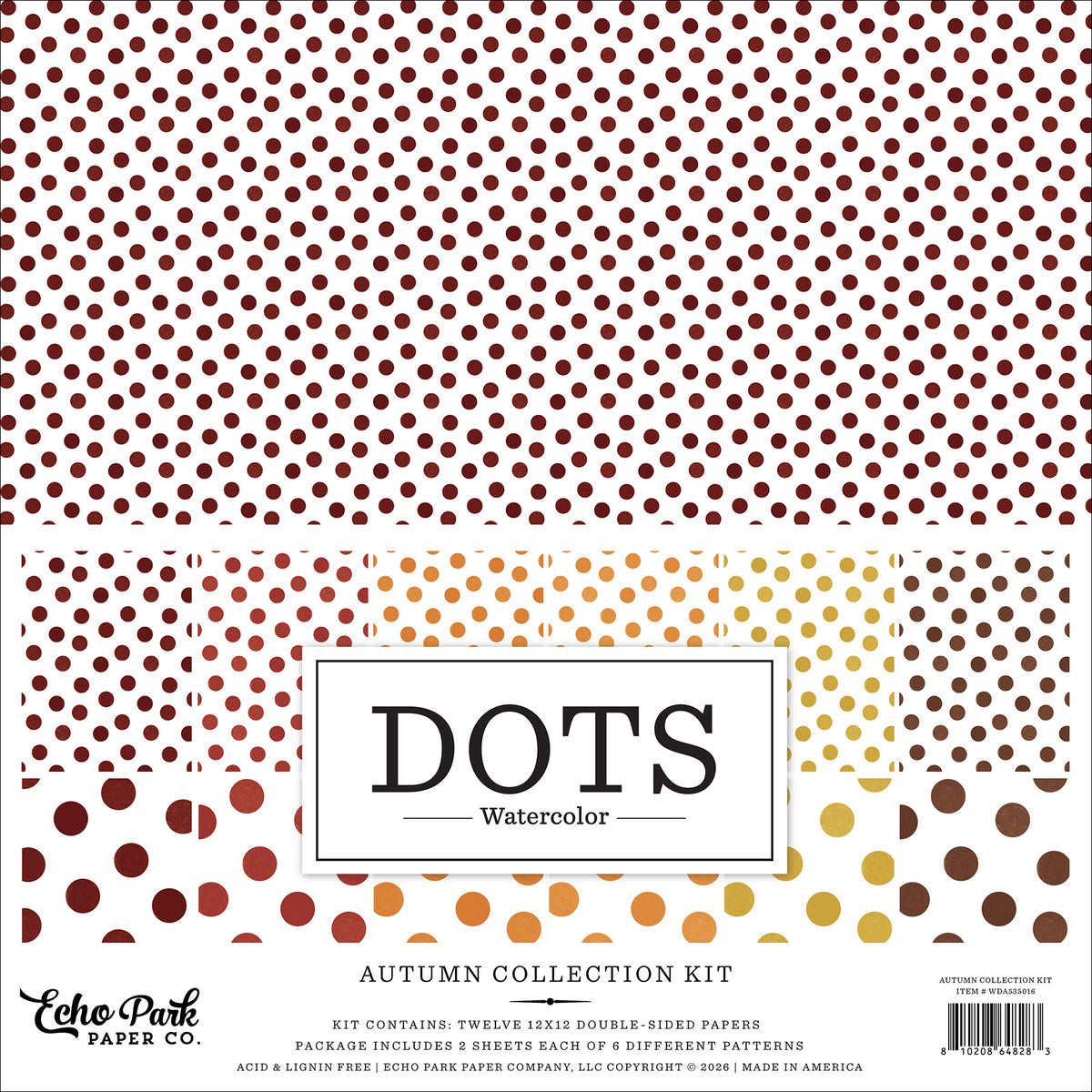 Echo Park - Watercolor Polka Dot Collection - 12 x 12 Paper pack - Autumn