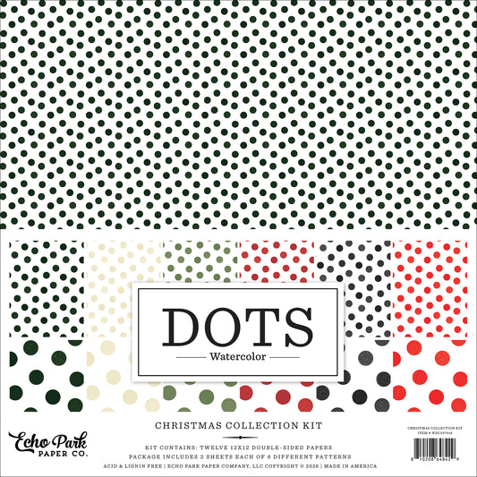 Echo Park - Watercolor Polka Dot Collection - 12 x 12 Paper pack - Christmas