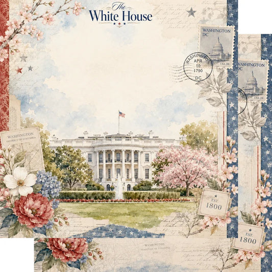 SSC Designs  - Washington D.C. Collection - 12 x 12 Double Sided Scrapbook Paper - The White House