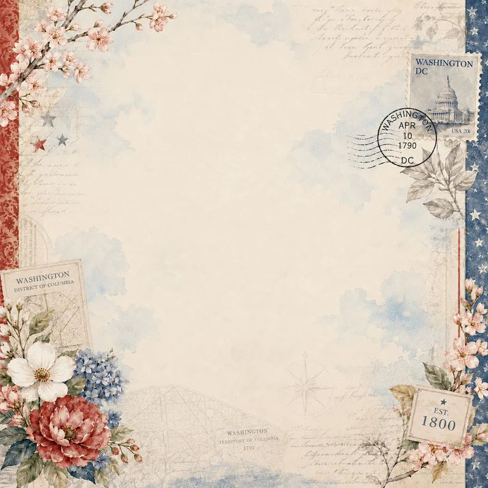 SSC Designs  - Washington D.C. Collection - 12 x 12 Double Sided Scrapbook Paper - The Capitol Building