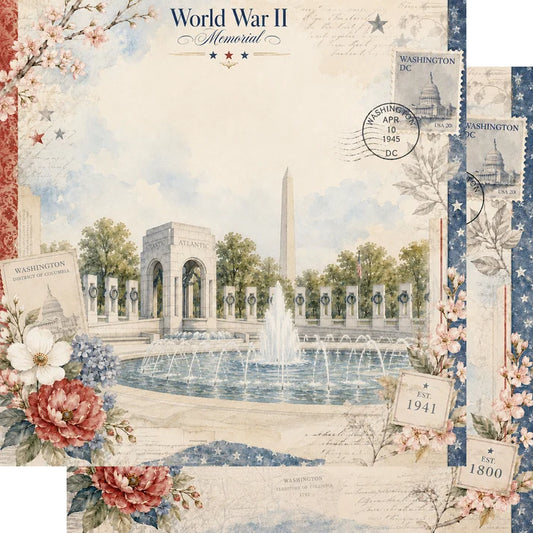 SSC Designs  - Washington D.C. Collection - 12 x 12 Double Sided Scrapbook Paper - World War II Memorial