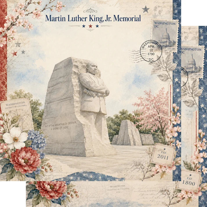 SSC Designs  - Washington D.C. Collection - 12 x 12 Double Sided Scrapbook Paper - Martin Luther King, Jr. Memorial