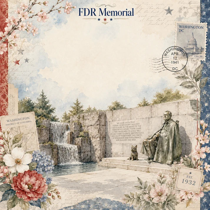 SSC Designs  - Washington D.C. Collection - 12 x 12 Double Sided Scrapbook Paper - FDR Memorial