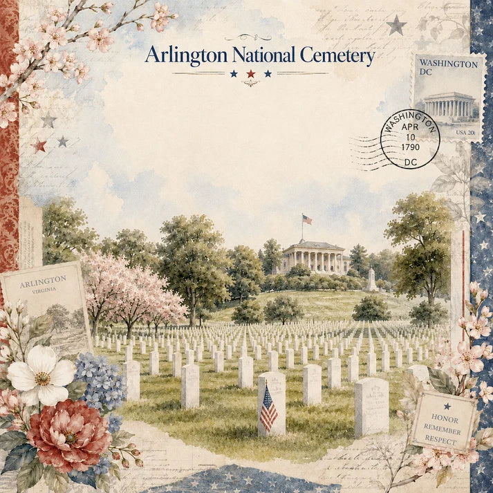 SSC Designs  - Washington D.C. Collection - 12 x 12 Double Sided Scrapbook Paper - Arlington National Cemetery