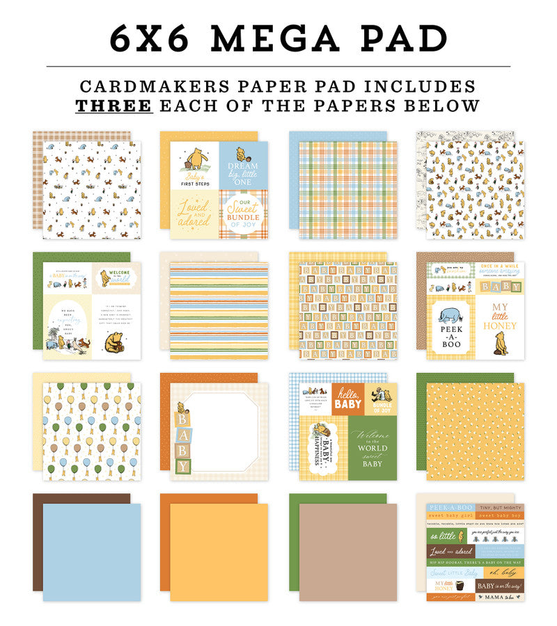 Echo Park - Winnie The Pooh Baby - 6 x 6 Mega Paper Pad