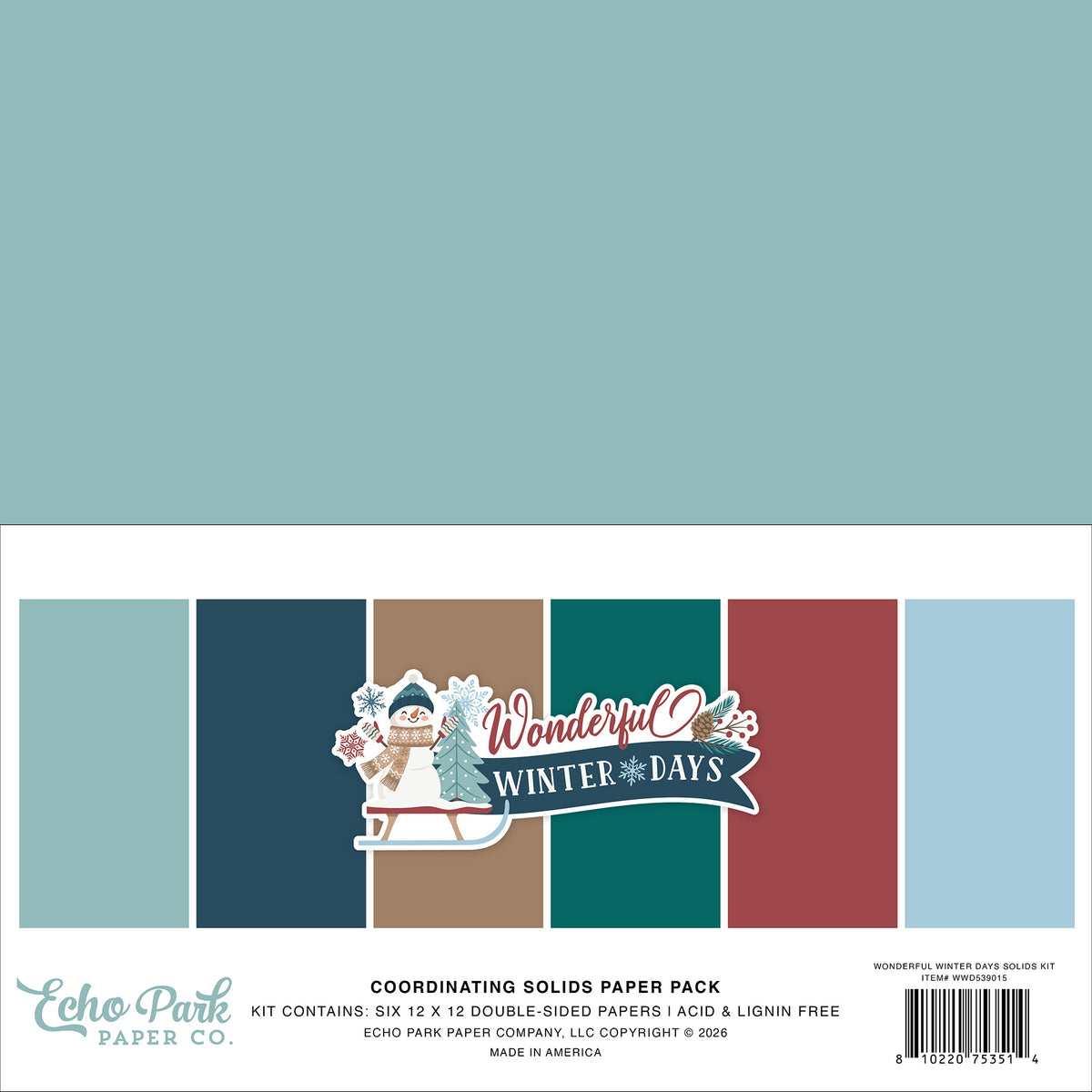 Echo Park - Wonderful Winter Days Collection - 12 x 12 Paper Pack - Solids