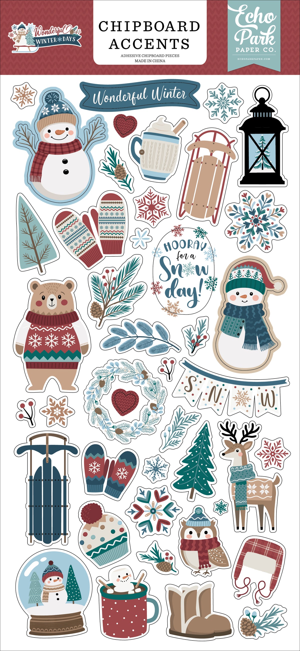 Echo Park - Wonderful Winter Days Collection -  6 x 13 Chipboard Accents