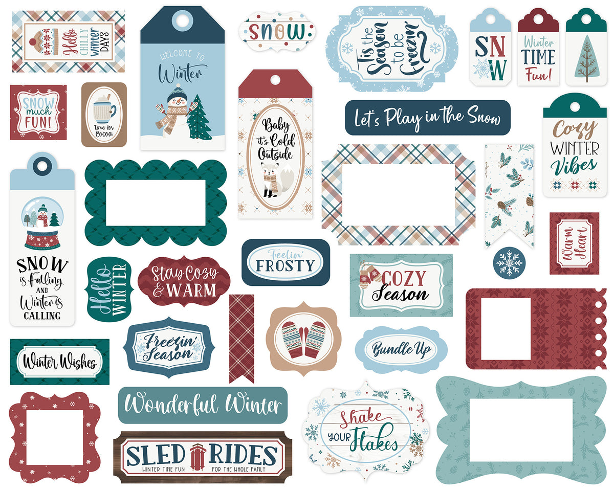 Echo Park - Wonderful Winter Days Collection -  Ephemera - Frames And Tags