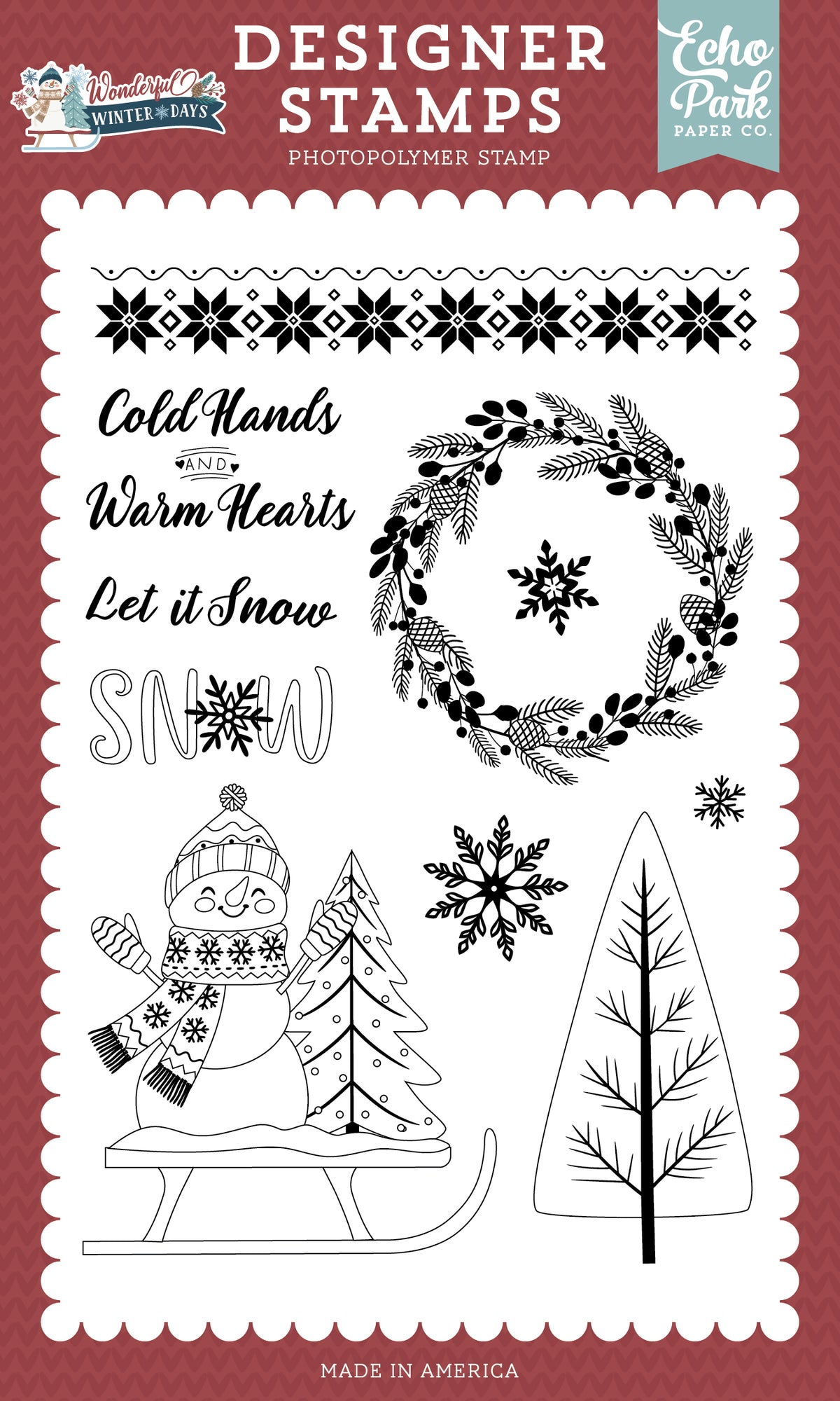 Echo Park - Wonderful Winter Days Collection -  Clear Photopolymer Stamps - Fair Isle Border