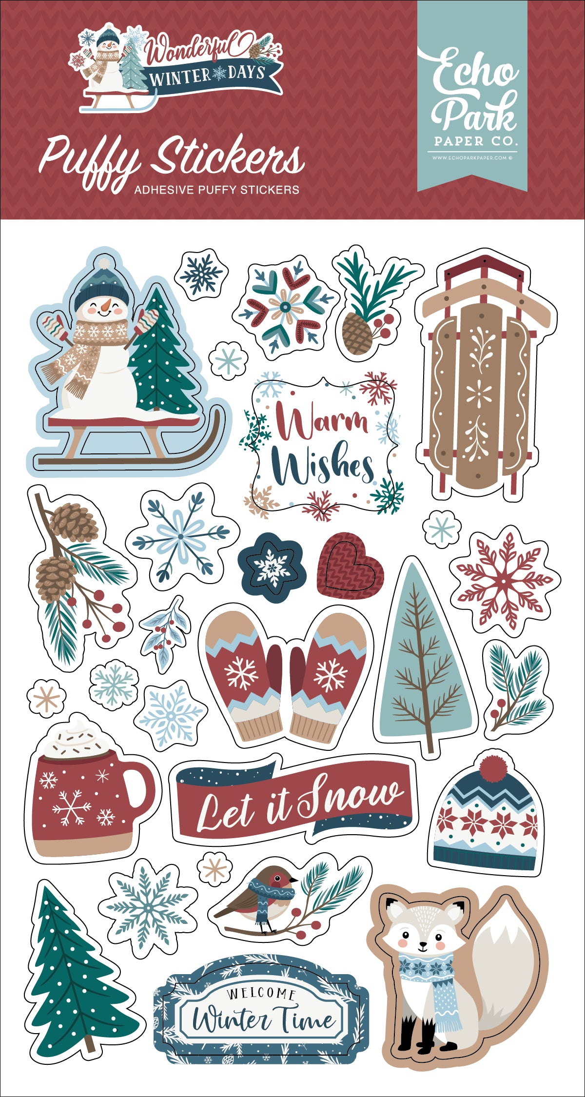 Echo Park - Wonderful Winter Days Collection -  Puffy Stickers