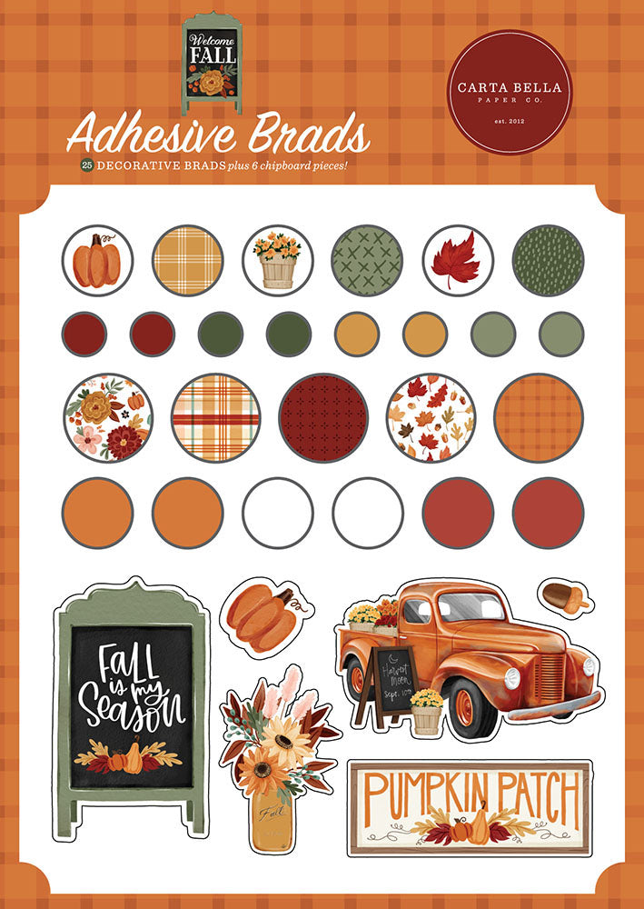 Carta Bella Paper - Welcome Fall Collection - Self Adhesive Decorative Brads