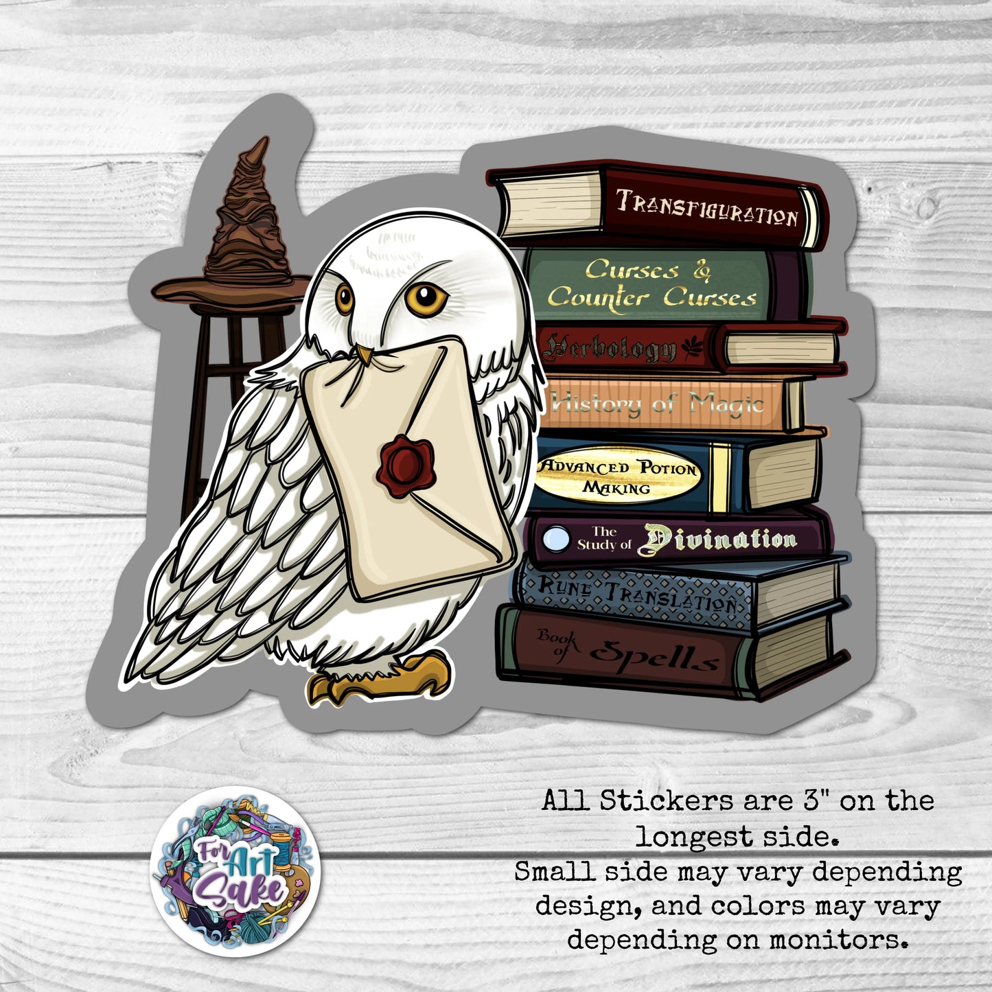 For Art Sake Stickers -  Wizard Pun Series- Wizard Books 3" Sticker