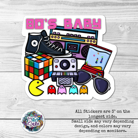 For Art Sake Stickers -  3" Sticker - 80's Baby