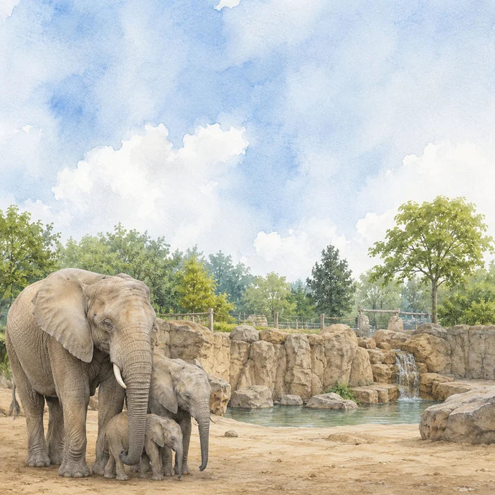 SSC Designs  - Zoo Adventures Collection - 12 x 12 Double Sided Scrapbook Paper - Elephant Adventures