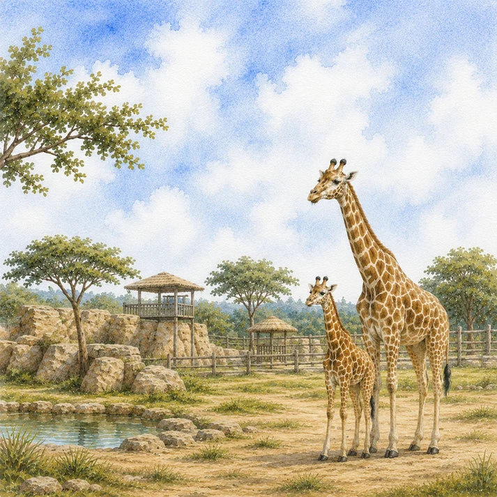 SSC Designs  - Zoo Adventures Collection - 12 x 12 Double Sided Scrapbook Paper - Giraffe Encounters