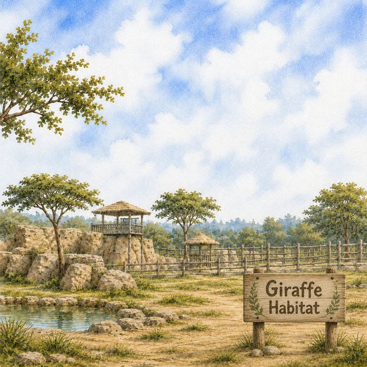SSC Designs  - Zoo Adventures Collection - 12 x 12 Double Sided Scrapbook Paper - Giraffe Encounters