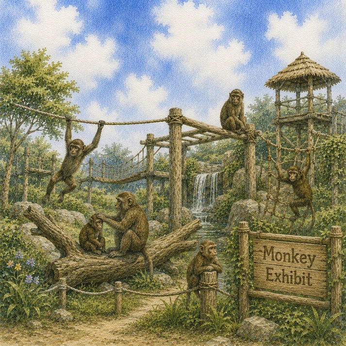 SSC Designs  - Zoo Adventures Collection - 12 x 12 Double Sided Scrapbook Paper - Monkeying Around