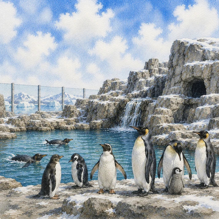 SSC Designs  - Zoo Adventures Collection - 12 x 12 Double Sided Scrapbook Paper - Playful Penguins