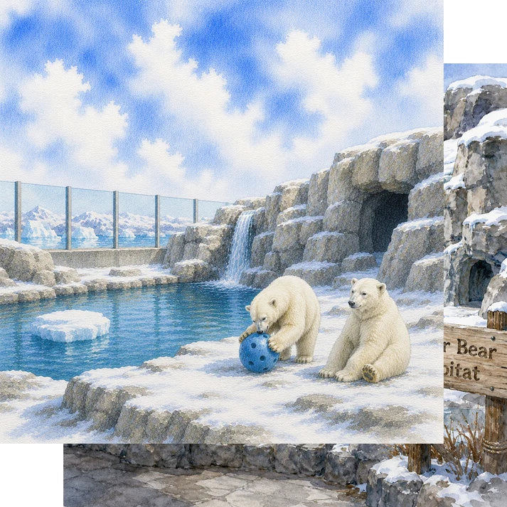 SSC Designs  - Zoo Adventures Collection - 12 x 12 Double Sided Scrapbook Paper - Polar Bear Plunge