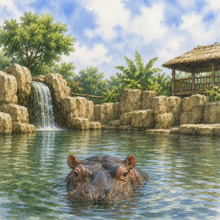 SSC Designs  - Zoo Adventures Collection - 12 x 12 Double Sided Scrapbook Paper - Hippo Haven
