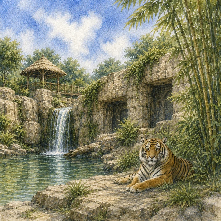 SSC Designs  - Zoo Adventures Collection - 12 x 12 Double Sided Scrapbook Paper - Eye Of The Tiger