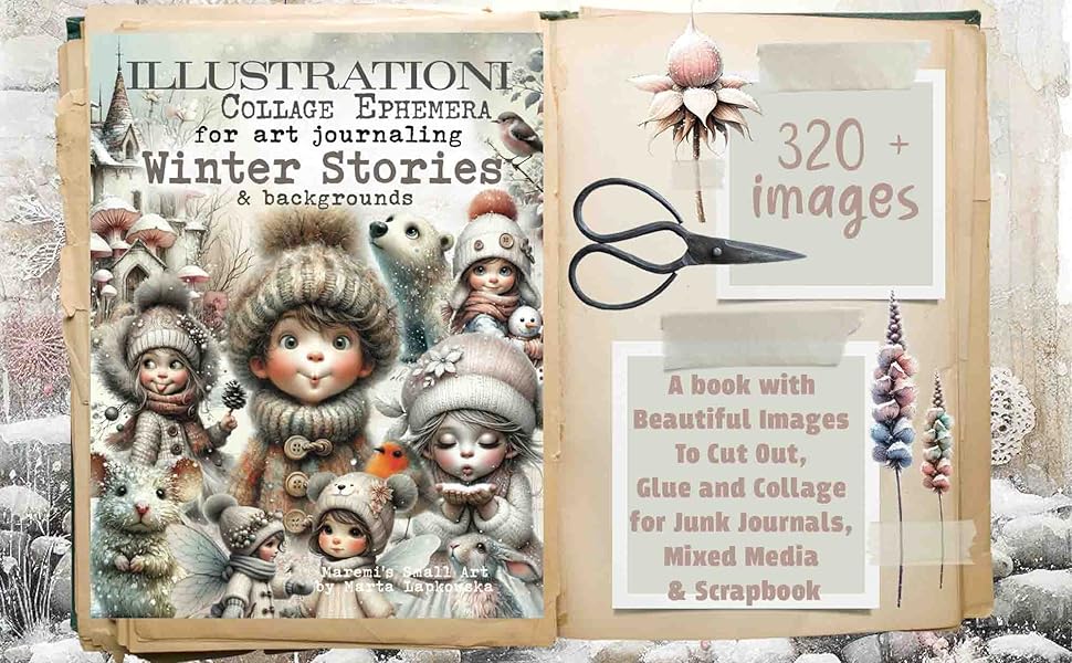 Maremi Small Art - Collage ILLUSTRATIONI Collage Ephemera for art journaling WINTER STORIES & Backgrounds