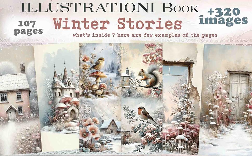 Maremi Small Art - Collage ILLUSTRATIONI Collage Ephemera for art journaling WINTER STORIES & Backgrounds