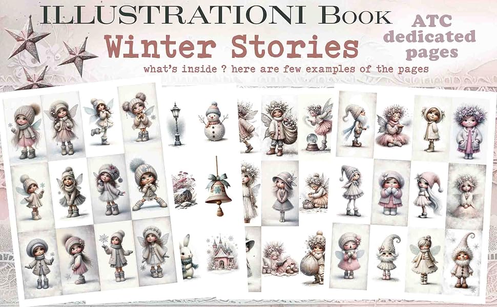 Maremi Small Art - Collage ILLUSTRATIONI Collage Ephemera for art journaling WINTER STORIES & Backgrounds