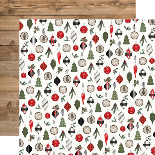 Carta Bella - Farmhouse Christmas - Ornaments 12x12 Patterned Paper