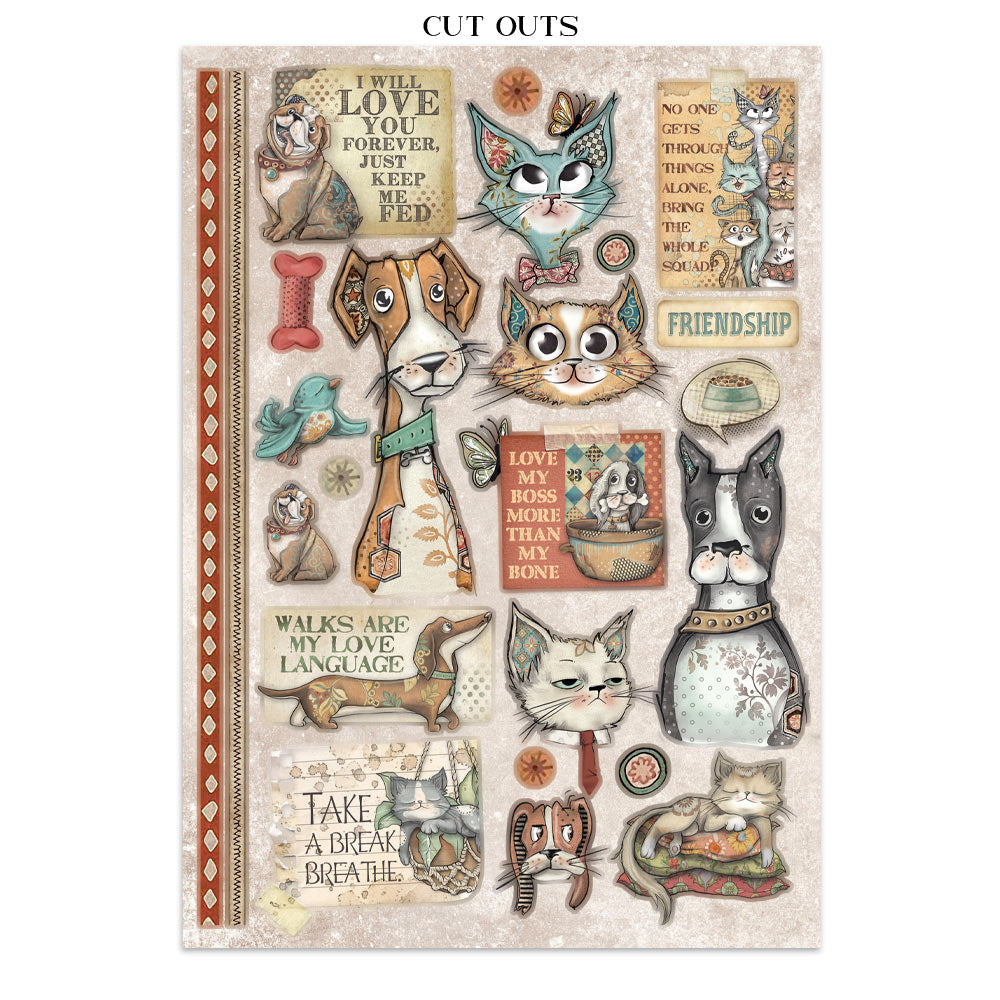 Stamperia - Furry Friends Collection - Junk journal stickers, cut-outs, backgrounds - Furry Friends
