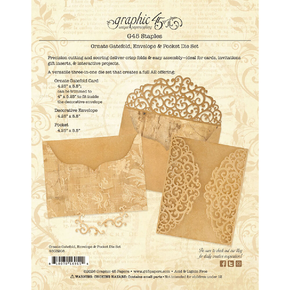 Graphic 45 - Ornate Gatefold, Envelope & Pocket And Die Set