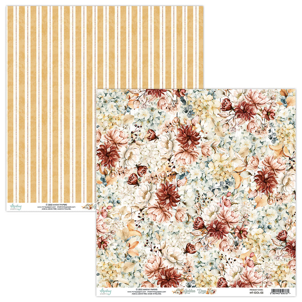 Mintay Papers - Golden Days Collection - 12 x 12 Double Sided Paper - Golden Days 05