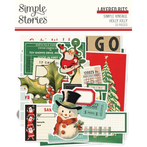 Simple Stories Holly Jolly Layered Bits - Ephemera