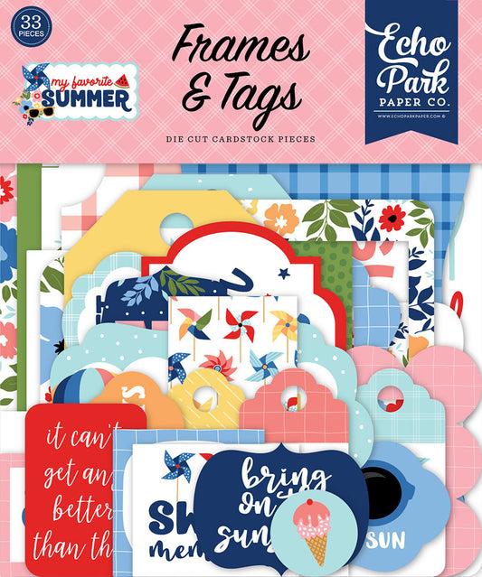 Echo Park - My Favorite Summer Collection - Ephemera - Frames and Tags