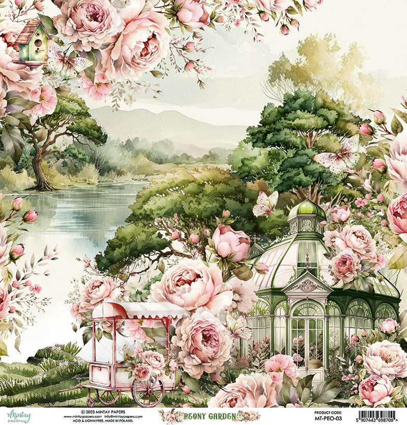 Mintay Papers - Peony Garden Collection - 12 x 12 Double Sided Paper - Sheet 03