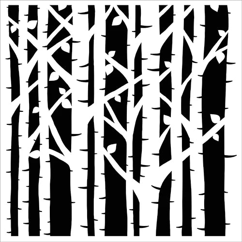 The Crafter's Workshop - 6 x 6 Stencil - Birch Trees