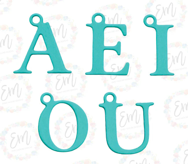 Emily Moore Designs - Simply Charming Collection - Dies - Vowel Charms