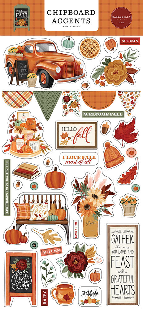 Carta Bella Paper - Welcome Fall Collection - Chipboard Embellishments - Accents